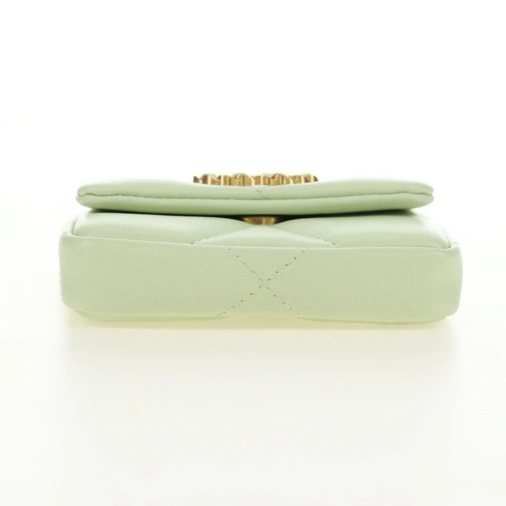 CHANEL Matelasse 19 Chain Bag Lamb Skin Gold Light green